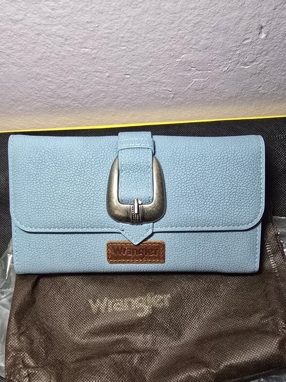 Wrangler Light Blue Women's Wallet with Silver Buckle